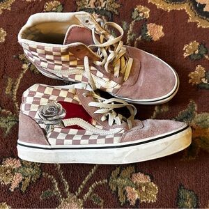 Vans Women's Checkered High-Top Sneakers - pink and Cream sk8